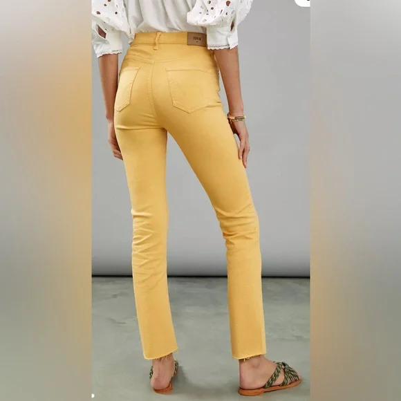 Anthropologie Edwin Bree Slim Raw Hem Women's Jeans Yellow Size 26 EUC - Picture 2 of 12